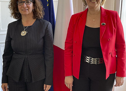 Luciana Vaccaro, présidente de swissuniversities et rectrice de la HES-SO, et Sylvie Retailleau, ministre française de l'Enseignement supérieur et de la Recherche