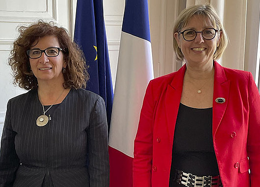 Luciana Vaccaro, présidente de swissuniversities et rectrice de la HES-SO, et Sylvie Retailleau, ministre française de l'Enseignement supérieur et de la Recherche 