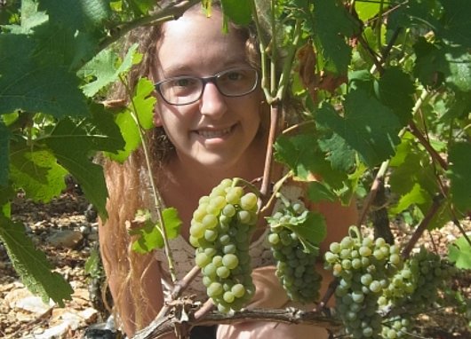 Etudiante au milieu des vignes