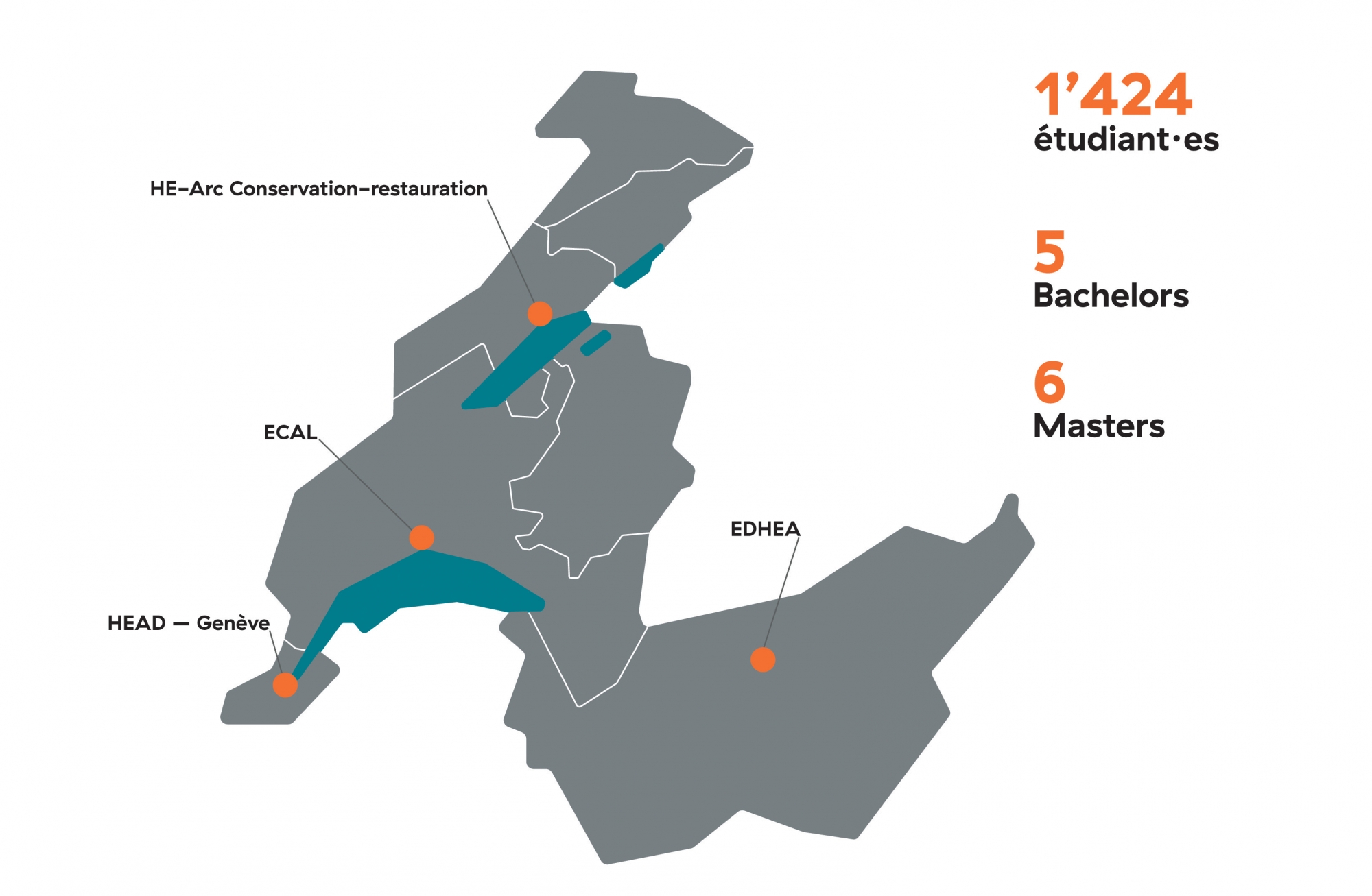 Carte des hautes écoles du domaine Design et Arts visuels