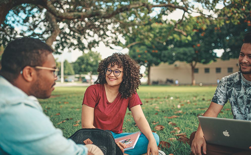 groupe étudiantes et étudiants en train de travailler