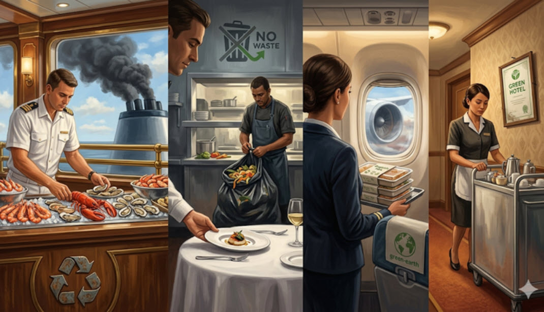Illustration de 4 différents métiers de l'hôtellerie